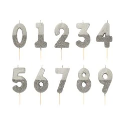 Talking Tables Silver Glitter Dipped Number Birthday Candle