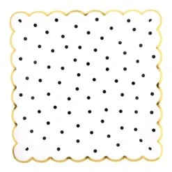 Black Polka Dot Square Scalloped Lunch Plates 8ct