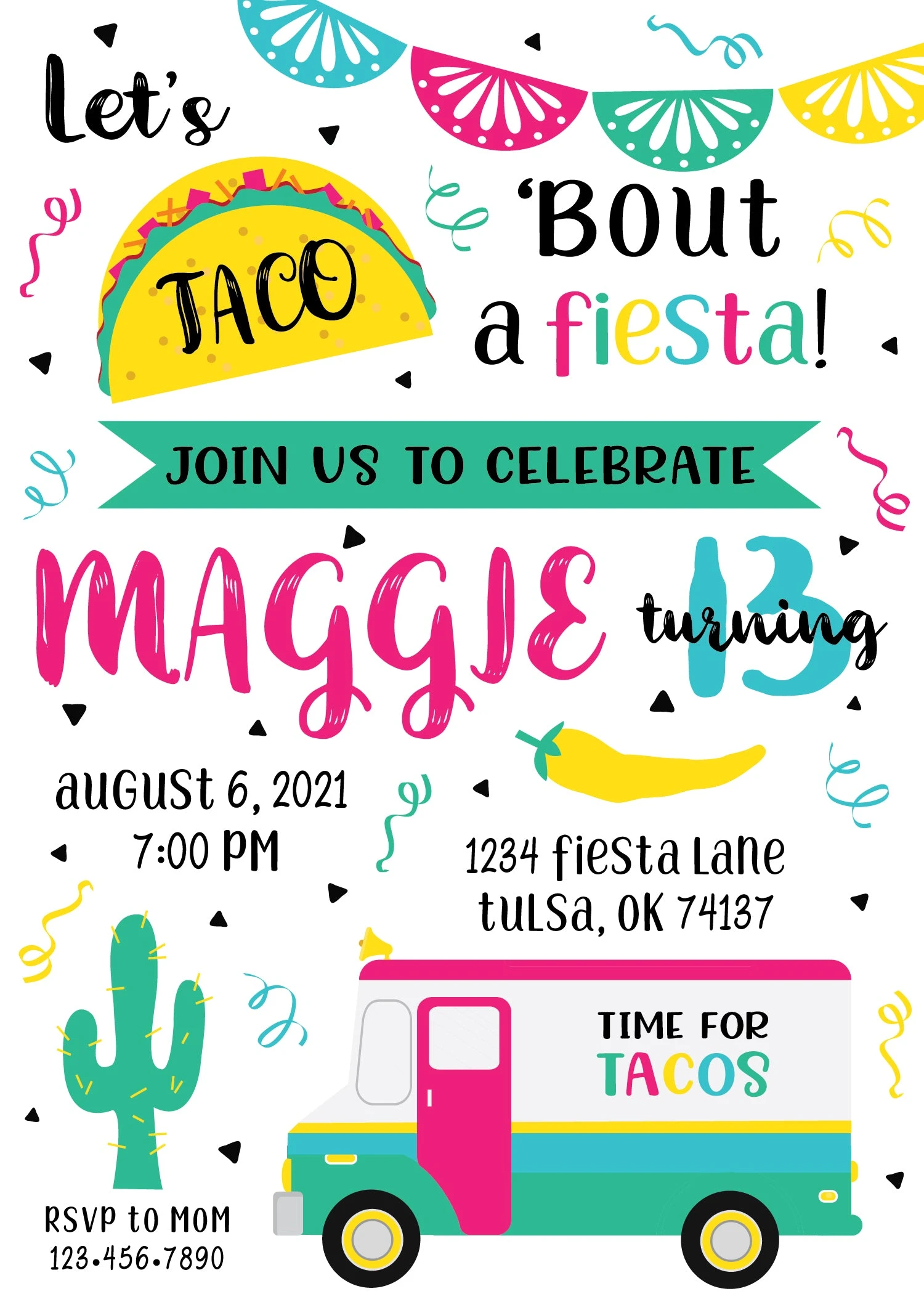 Taco Bout A Fiesta Birthday Invitation - Image 2