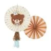 Teddy Bear Party Paper Fan Decorations 2ct