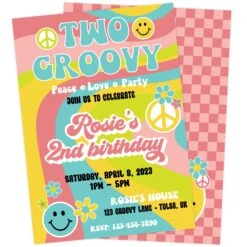 Two Groovy Birthday Party Invitation