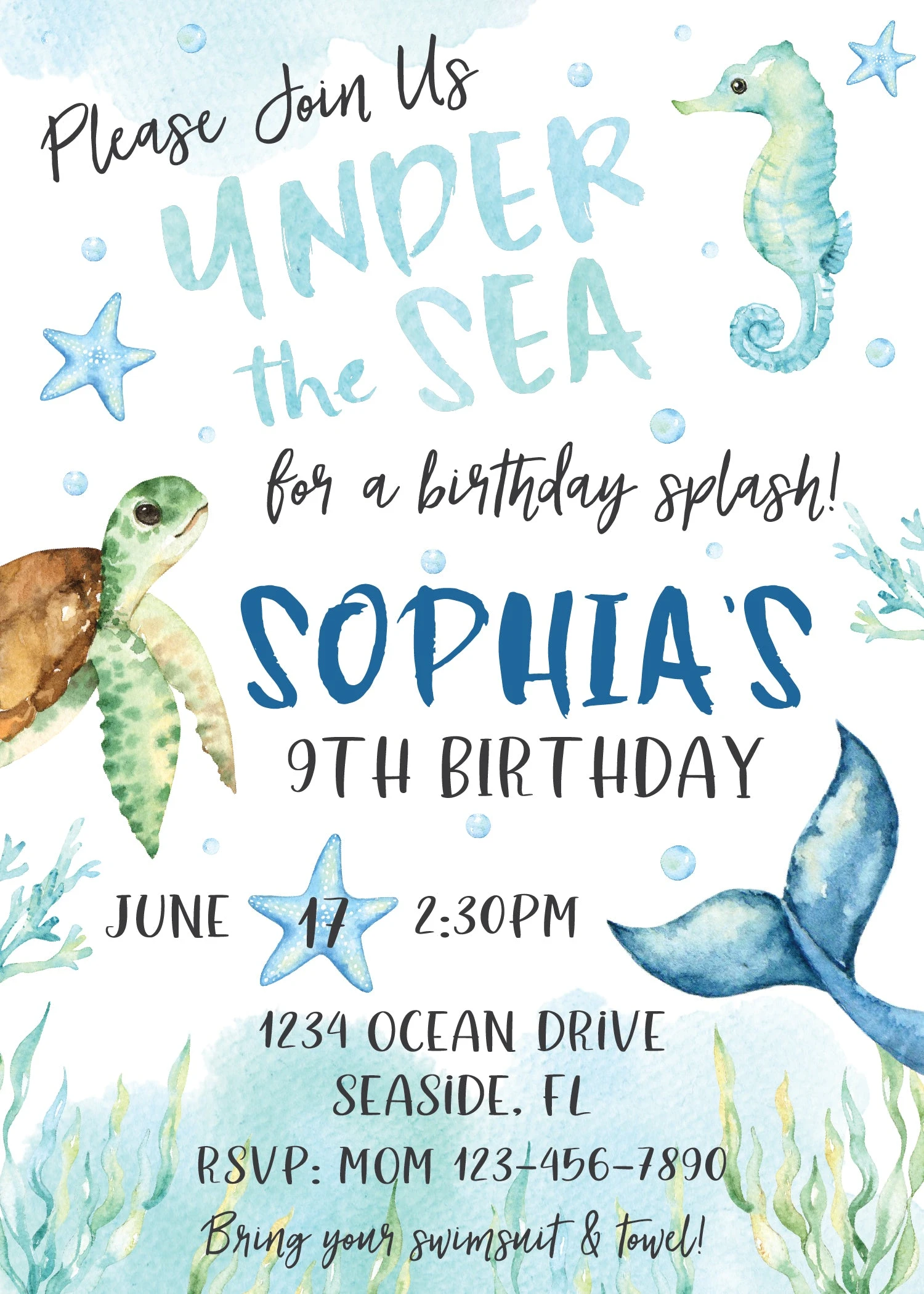 Under The Sea Birthday Invitation - Image 2