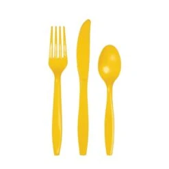 Creative Converting Yellow Premium Plastic Cutlery Set For 8