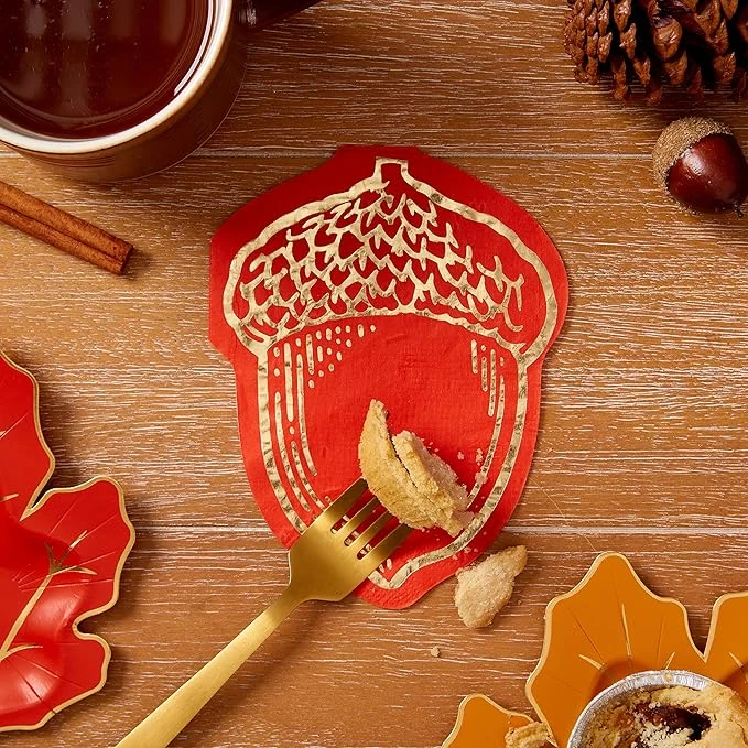Harvest Acorn Shaped Dessert Napkins 20ct - Image 2