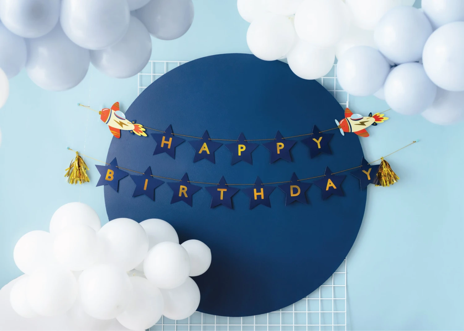 Vintage Airplane Happy Birthday Banner 8ft - Image 2
