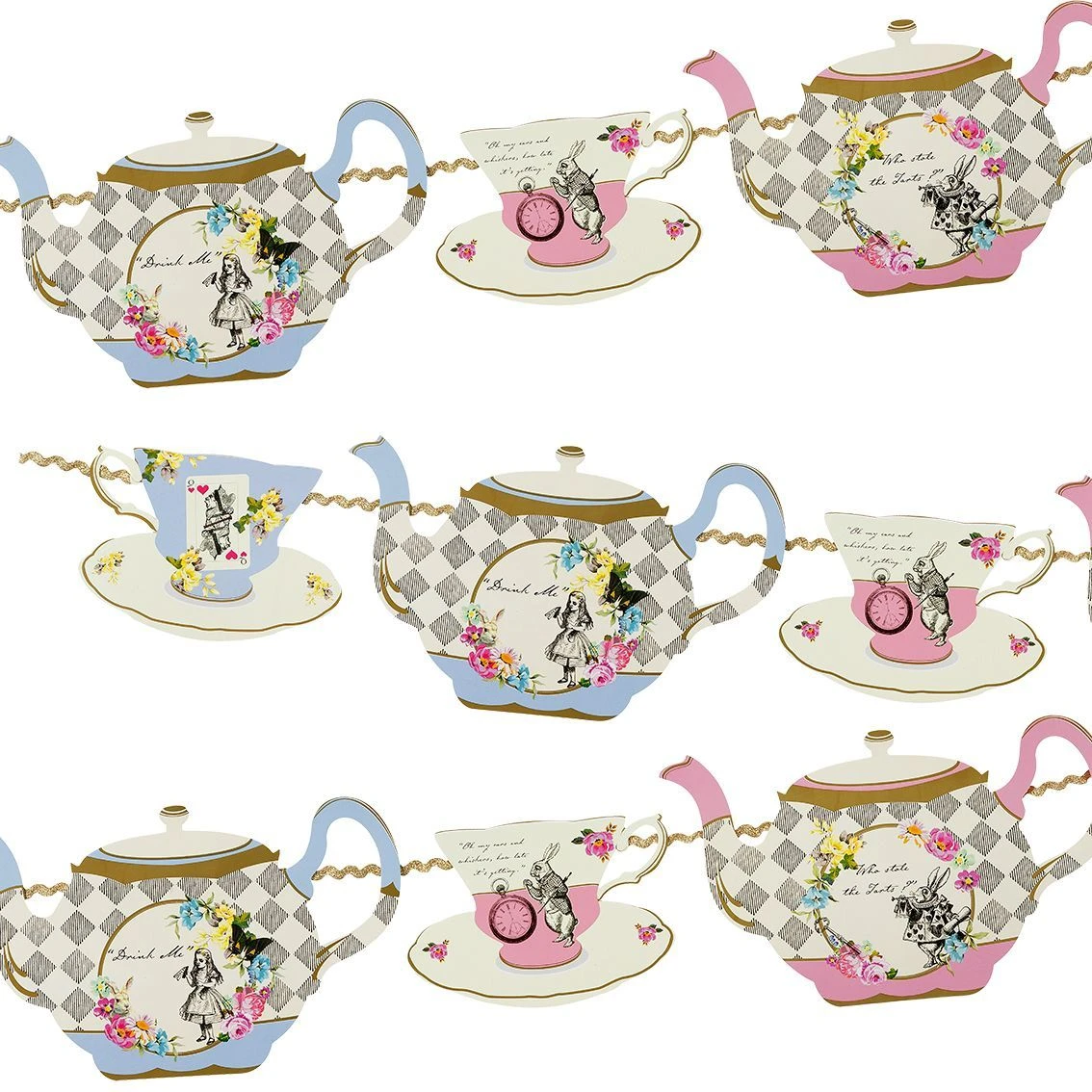 Talking Tables Alice In Wonderland Teapot Garland 13ft - Image 3
