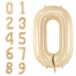 34" Beige Number Balloon 0-9