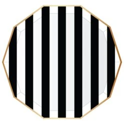 Black Noir Cabana Striped Dinner Plates 8ct
