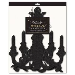 3D Black Glitter Hanging Chandelier 1ct