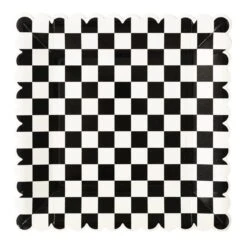 Black & CreamCheckered Square Lunch Plates 8ct