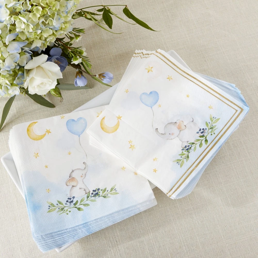 Blue Baby Elephant Lunch Napkins 30ct - Image 2