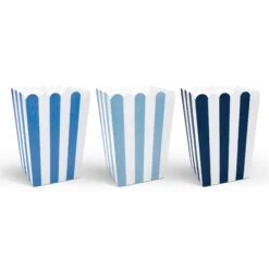 Blue Striped Popcorn Boxes 6ct