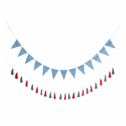 Chambray Pennant & Patriotic Tassel Garland Set