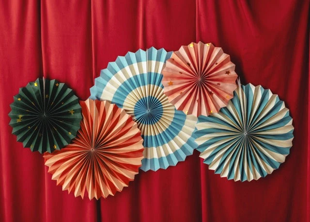 Circus Party Paper Fans 5ct - Image 2