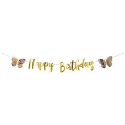 Creative Converting Gold Happy Birthday Butterfly Banner 7ft