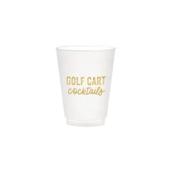 White Golf Cart Cocktails Frosted Plastic Cups 6ct