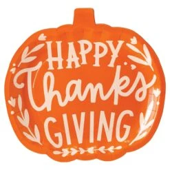 Happy Thanksgiving Pumpkin Lunch Plates 8ct