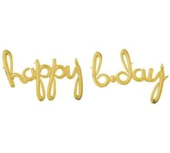 Gold Happy B-Day Cursive Letter Balloon