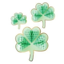 Honeycomb Shamrocks Hanging Decorations 3ct