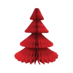 Red Christmas Tree Honeycomb Paper Centerpiece 17in