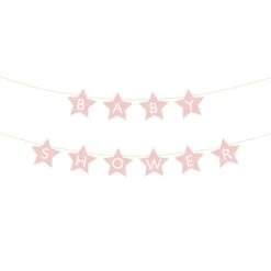 Pink Star Baby Shower Banner 9.5ft