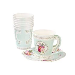 Talking Tables Floral Paper Teacups & Saucers Set 12ct