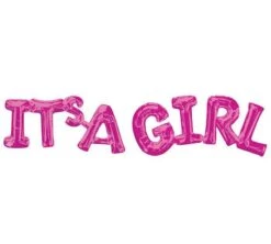 Air-Filled Pink It's A Girl Letter Balloon Banner 42"