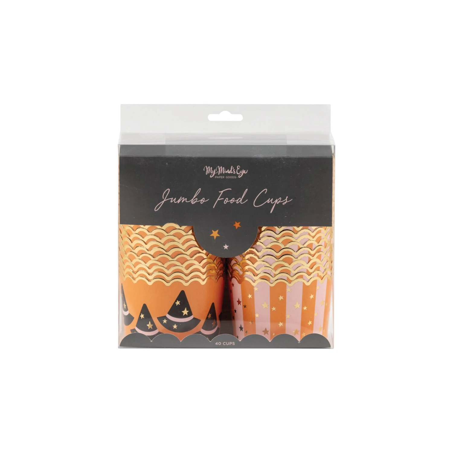 Jumbo Witch Hats & Striped Halloween Food Cups 40ct