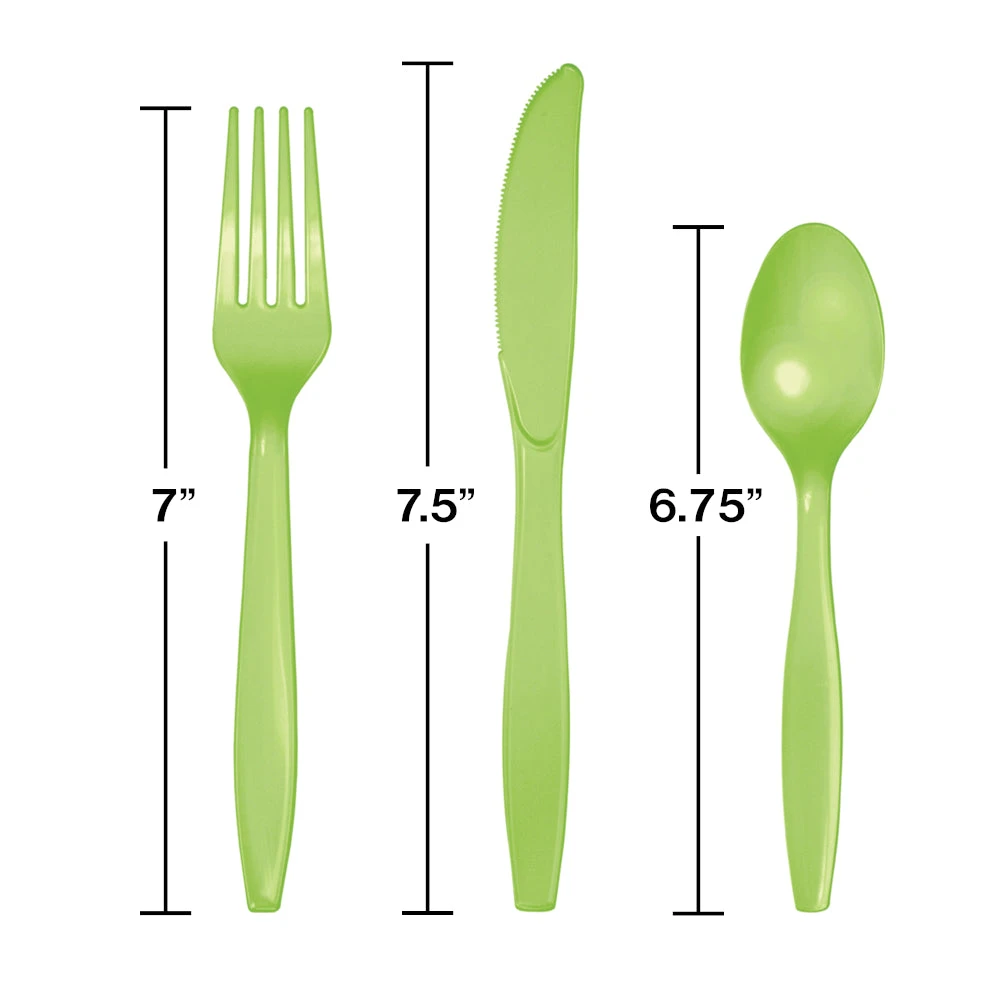 Creative Converting Lime Green Plastic Cutlery Set For 8 - Image 2