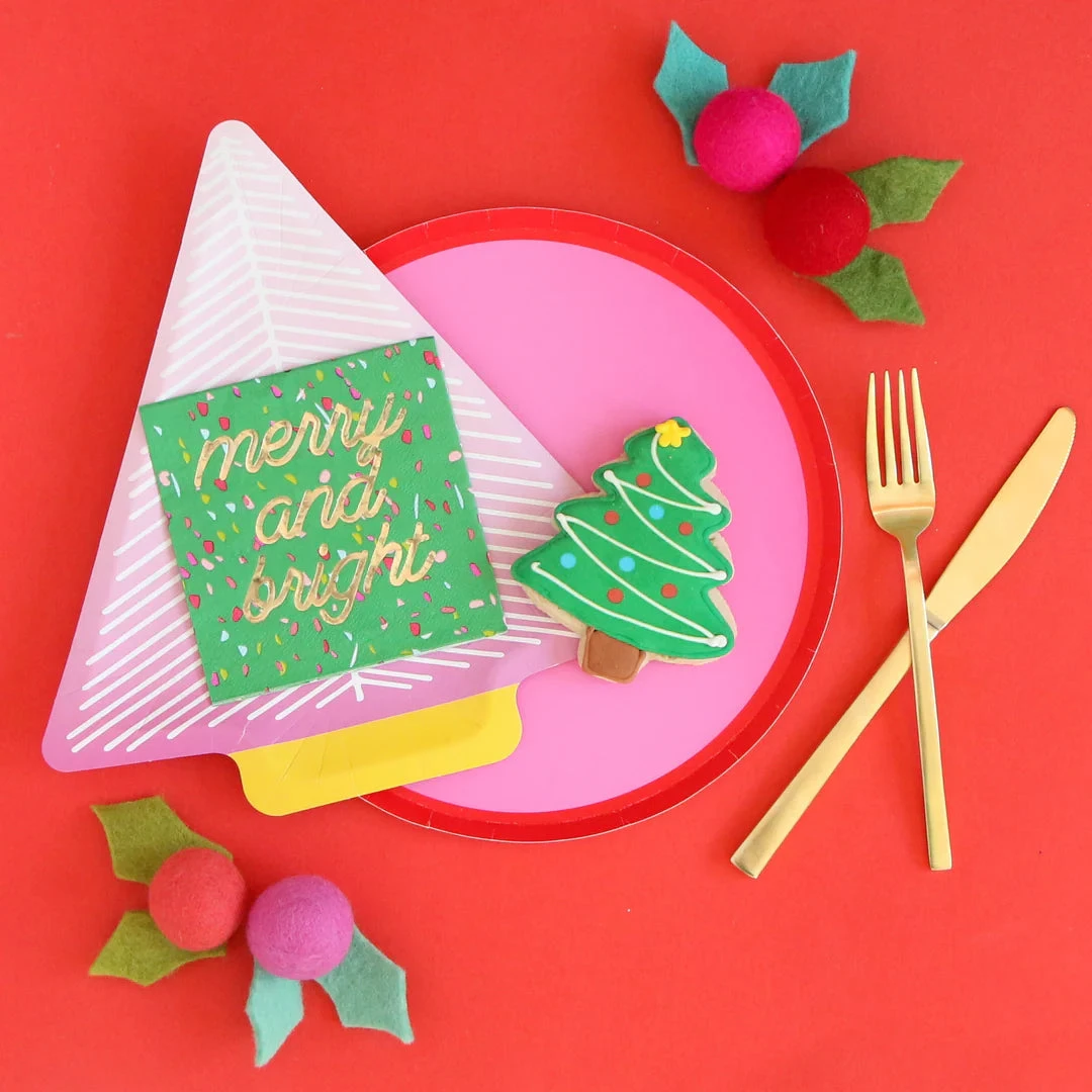 Green Merry & Bright Dessert Napkins 20ct - Image 2