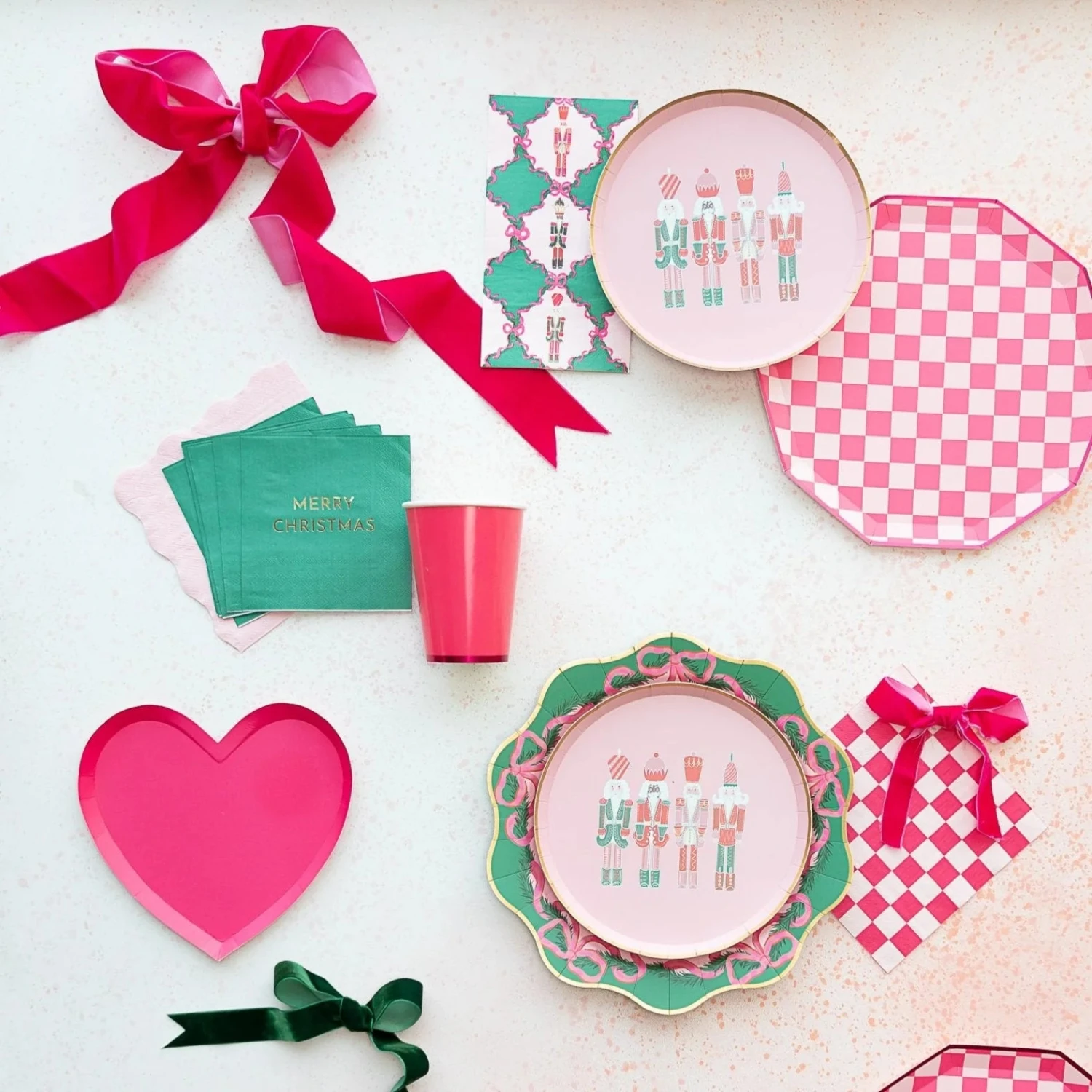 Lattice & Pink Christmas Nutcrackers Paper Guest Towels 20ct - Image 6