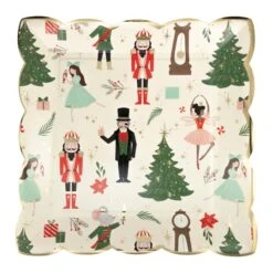 Nutcracker Pattern Square Dinner Plates 8ct