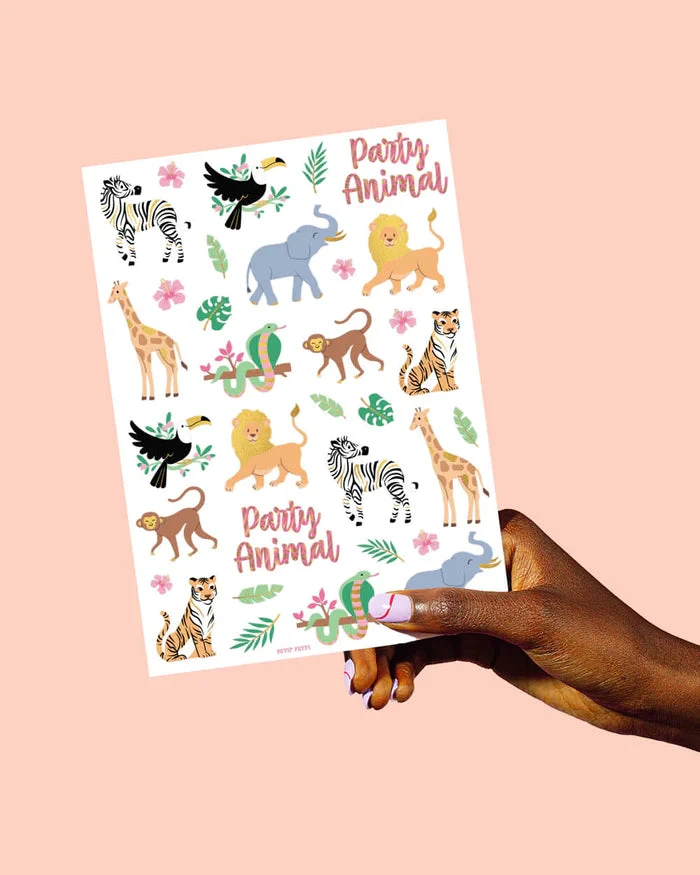 Party Animals Temporary Tattoo Sheets 2ct - Image 4