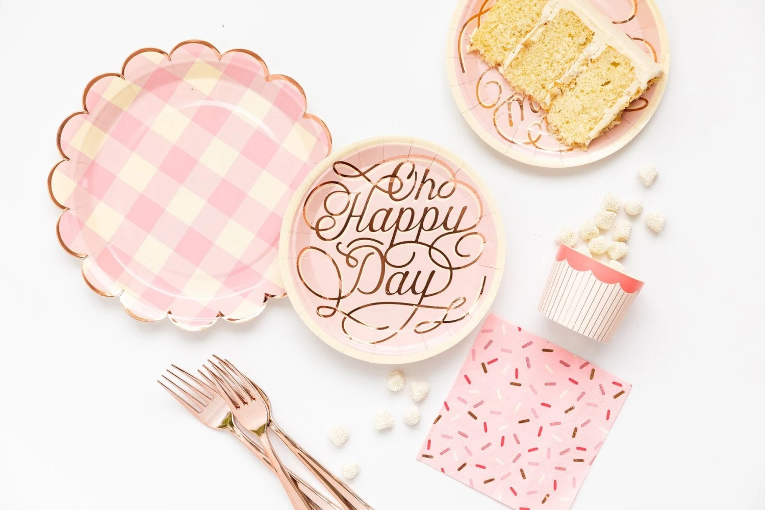 Pink Oh Happy Day Dessert Plates - Image 3