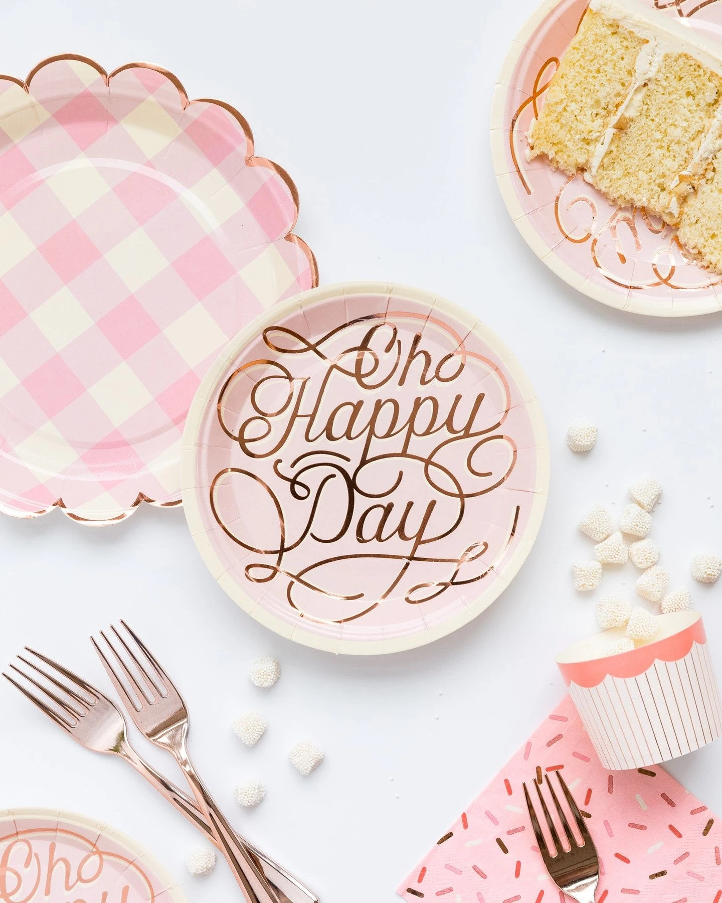 Pink Oh Happy Day Dessert Plates - Image 2