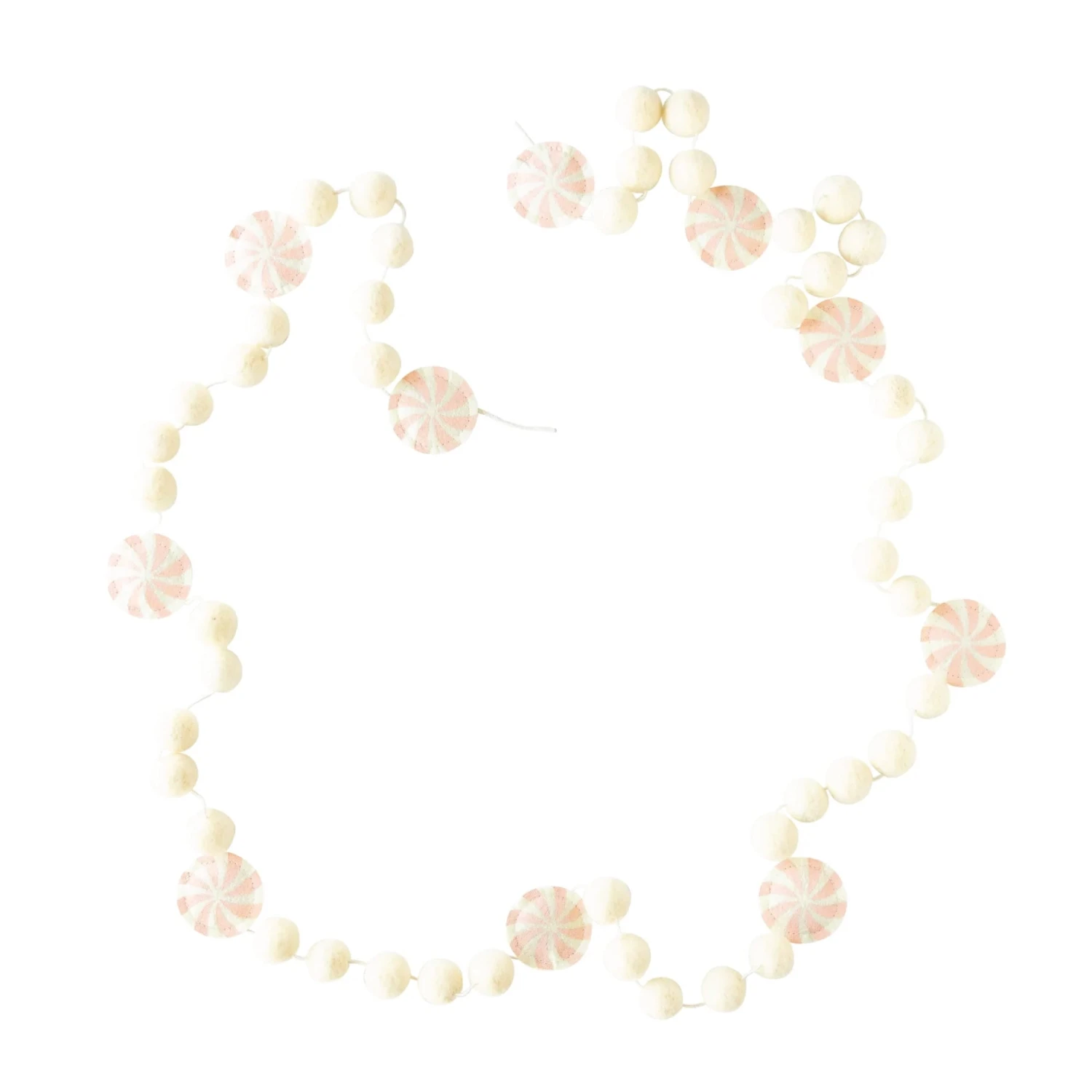 Pink Peppermint Candy Felt Ball Garland 5ft - Image 5