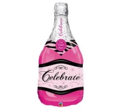 Pink Bubbly Wine Bottle Balloon 39in