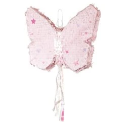 Pull String Pink Butterfly Piñata