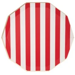 Cherry Red Cabana Striped Dinner Plates 8ct