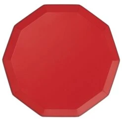 Cherry Red Decagonal Dinner Plates 8ct