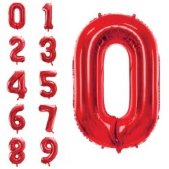 34" Red Number Balloon 0-9