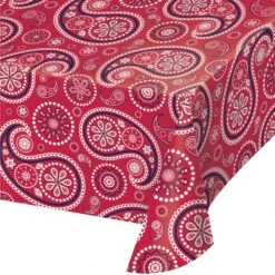 Creative Converting Red Paisley Bandana Plastic Table Cover