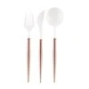 Rose Gold & White Plastic Cutlery Set For 8