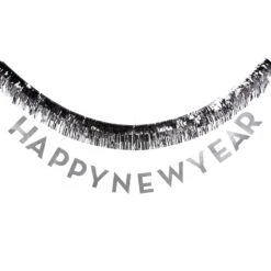 Silver Happy New Year Banner & Fringe Garland Set 8ft