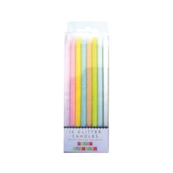 Tall Pastel Rainbow Glitter Birthday Candles