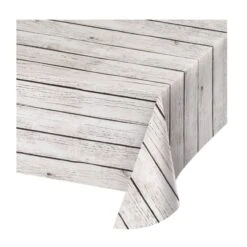 Creative Converting White Wood Grain Plastic Table Cover